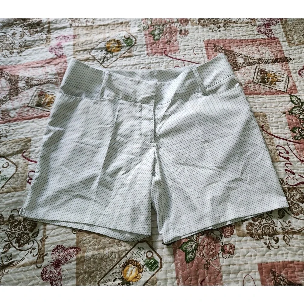 Adidas Women's Golf  Polka Dot shorts Size‎ 12  White Gray Pockets